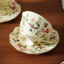 Axyaa Ceramic Flower Bird Coffee Mug | Vintage Gold Border Tea Cup