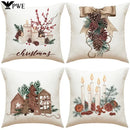 Axyaa Christmas Pinecone Candlestick Linen Print Pillowcase for Home Decor