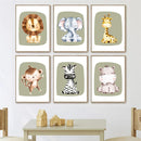 Axyaa Cute Animal Canvas Print Nursery Wall Art for Baby Kids Room
