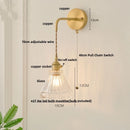 Axyaa Nordic LED Wall Light Brass Pull Chain Switch Bedside Lamp - Modern Design