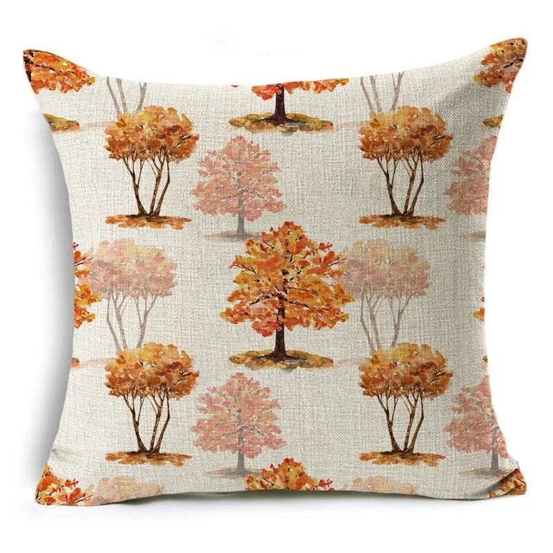 Axyaa Autumn Print Style Thanksgiving Pillow Case - Decorative Plant Cushion Cover
