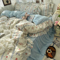 Axyaa Princess Floral Ruffles Bedding Set with Soft Duvet Cover, Bed Sheet, Pillowcases