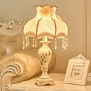 Axyaa Princess Style Bedside Lamp Retro Fabric Decor for Bedroom