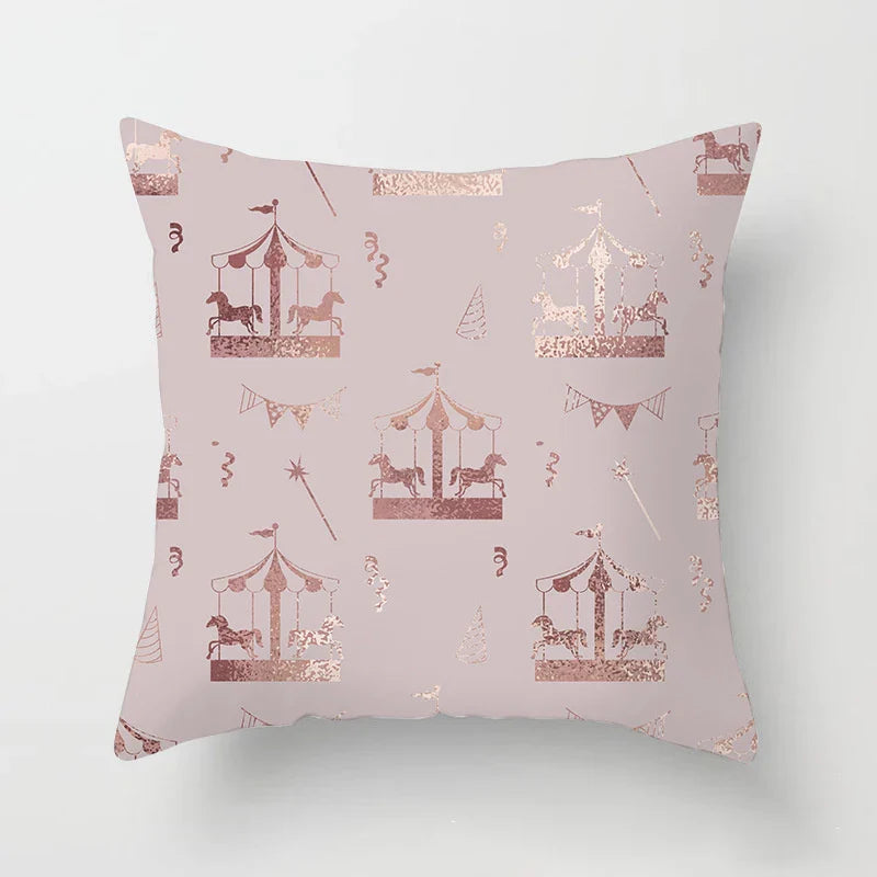 Axyaa Pink Geometric Print Decor Pillow Cover for Modern Luxury Home