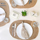 Axyaa Jute Braided Placemat and Coaster Set: Handmade Weaving Dinner Table Mat