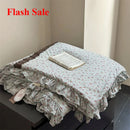 Axyaa Knitted Cotton French Floral Print Lace Summer Quilt