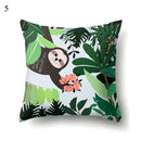 Sloth & Tropical Plants Printed Pillow Cover by Axyaa