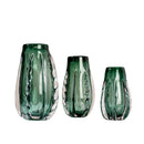 Axyaa Thick Crystal Vase Green Glass Flower Pot Home Décor Arrangement Accessories