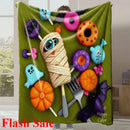 Axyaa Halloween Pumpkin Print Flannel Blanket - Cozy Office & Home Gift