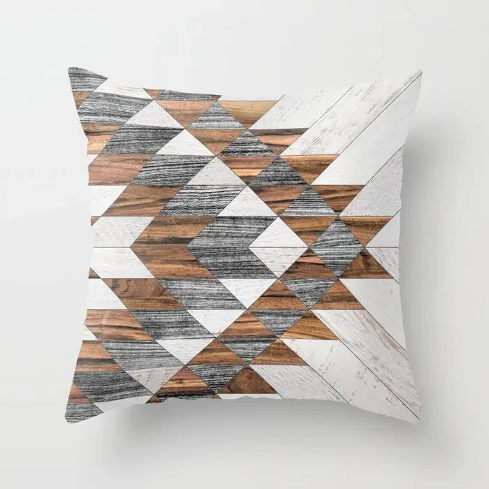 Axyaa Wood Background Mable Tribal Print Cushion Cover - Home Sofa Decor