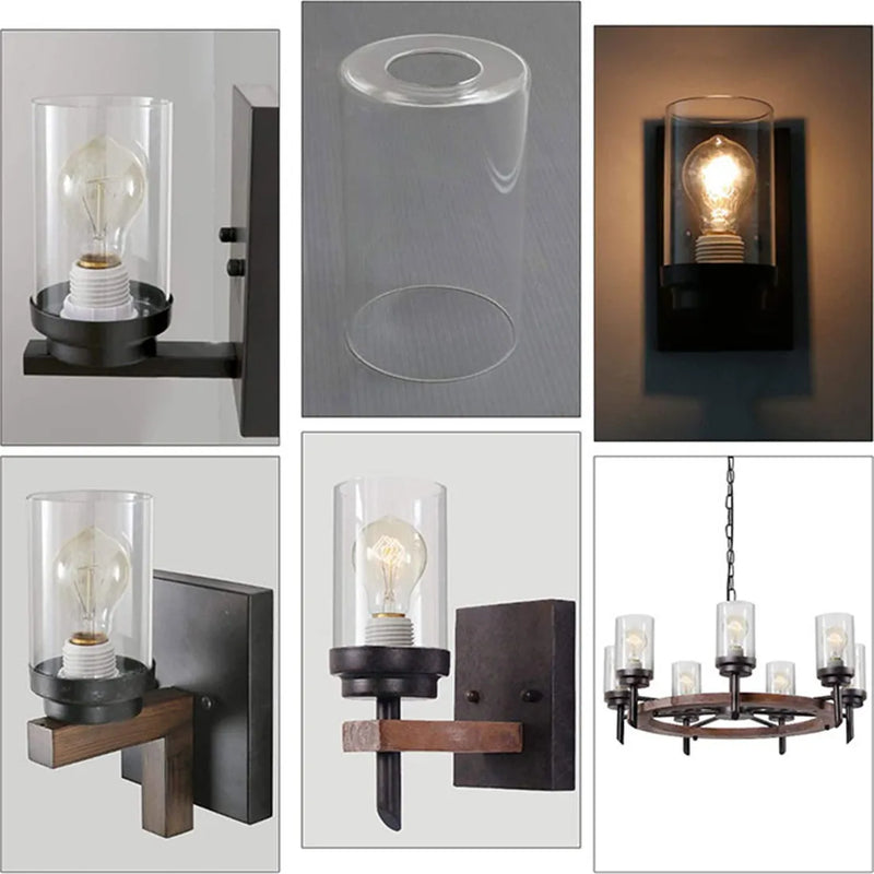 Axyaa Clear Glass Cylinder Lamp Shade for E27 E26 Socket Vanity Floor Chandelier