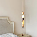 Axyaa Black Cylinder Stone Pendant LED Chandelier for High-end Living Room Decor