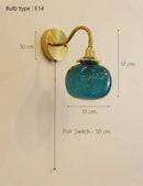 Axyaa Brass Wall Sconce with Multicolor Glass Globe – Modern Bedroom Wall Light