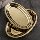 Axyaa Oval Stainless Steel Steamed Fish Plate Korean BBQ Rice Noodle Gold Plate