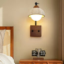 Axyaa LED Wall Lights Yellow Travertine White Glass Wood Wabi Sabi Bedside Lamp