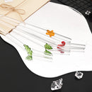 Axyaa Glass Drinking Straws Bent Set with Brush - Milk Shake Coffee Cocktail Straw