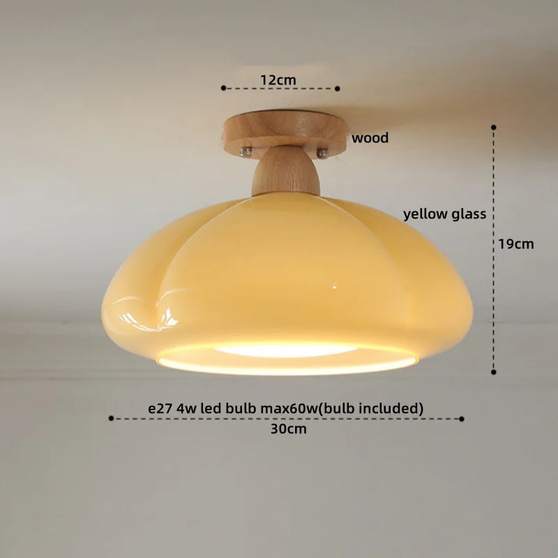 Axyaa Japanese Style LED Ceiling Lamp Iron Glass Modern Ceiling Light Home Decor