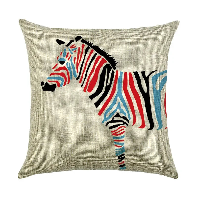 Axyaa Animal Linen Pillowcase for Bedroom Sofa Chair - Decorative Cushion Cover