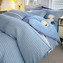 Axyaa Blue & White Grid 4-Piece Bed Sheet Set, Thickened Material