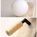 Axyaa Rotating LED Wall Sconce White Glass Yellow Travertine Wood Stair Light