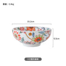 Axyaa Butterfly Love Flower Japanese Ceramic Rice Bowl - Retro Salad Fruit Bowl