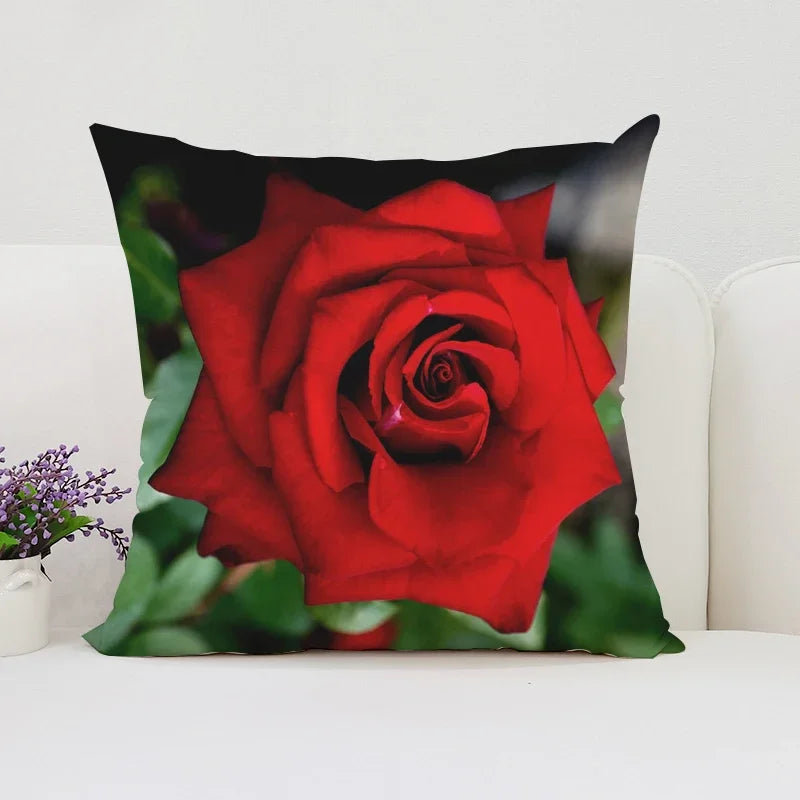 Axyaa Roses Flowers Pillow Cover, 45x45, Living Room Cushions, Aesthetic Decor