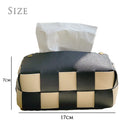 Axya Grid Leather Tissue Box - Home Decor for Table, Kitchen, Bedroom, Desktop