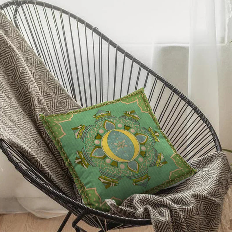 Axyaa Short Plush Moon Printed Cushion Cover 45x45cm for Home Sofa Decor