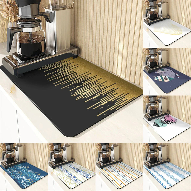 Axyaa Wave Pattern Silicone Coasters - Kitchen Decor & Drying Mat