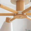Axyaa Nordic Macaron Wooden Ceiling Light with E27 Bulbs, 3/6 Heads for Interior Lighting