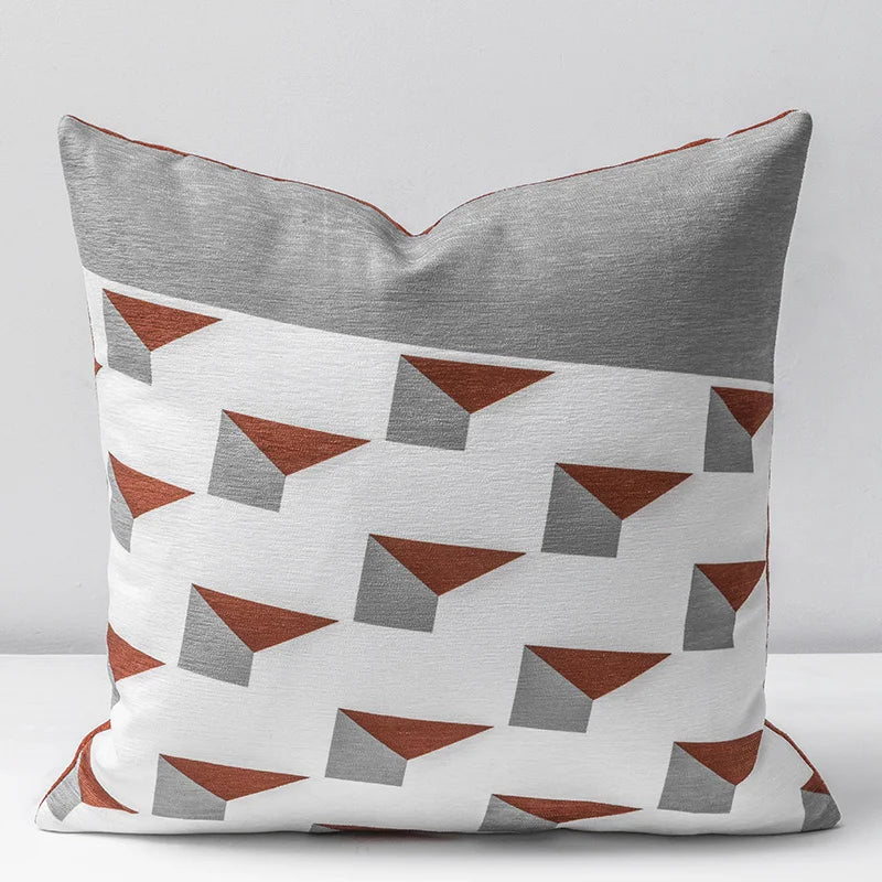 Soft Chenille Geometric Cushion Cover 45x45 for Neutral Home Decor - Axyaa