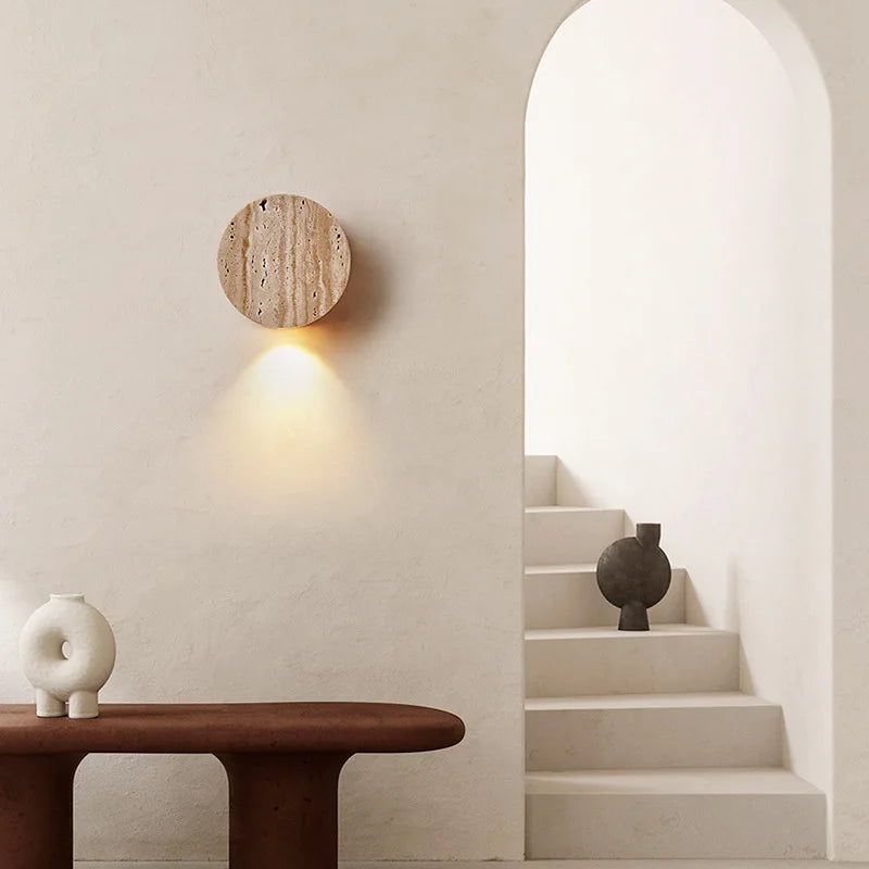 Axyaa Round Stone LED Wall Light for Atmosphere Art Decor