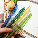 Axyaa Glass Straws Set of 6 with Cleaning Brushes | Reusable Colourful Drinking Straws