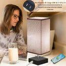 Axyaa Grey Rechargeable Table Lamp with 3 Color Temperatures, Dual USB Ports
