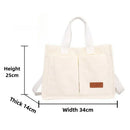 Axyaa Corduroy Shoulder Bag Multi-Pocket Handbag with Adjustable Strap