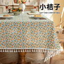 Axyaa Floral Tassel Edge Tablecloth Rectangle Cover - Pastoral Style