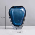 Axyaa Navy Blue Bubble Glass Vase for Table Decoration and Floral Arrangement