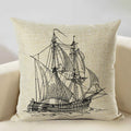 Axyaa Nautical Pattern Linen Cushion Cover 45x45cm for Home Sofa Decoration