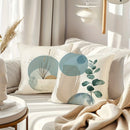 Light Blue Geometric Leaf Pattern Pillowcase for Bohemian Home Decor by Axyaa