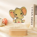 Axyaa Acrylic USB NightLight with Custom Name, Animal Design for Kids' Bedroom Décor