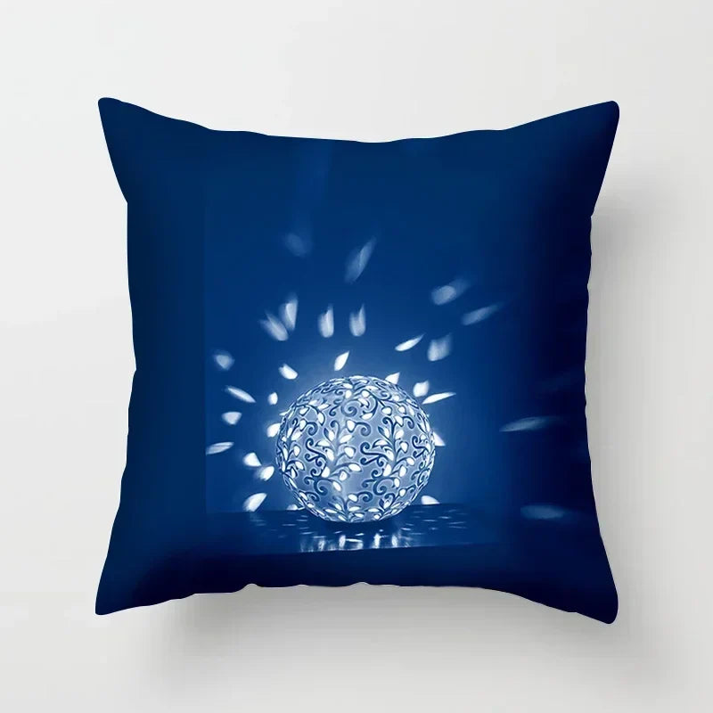 Blue Pattern Cushion Cover 45*45cm Pillowcase for Bedroom Sofa Home Decor by Axyaa