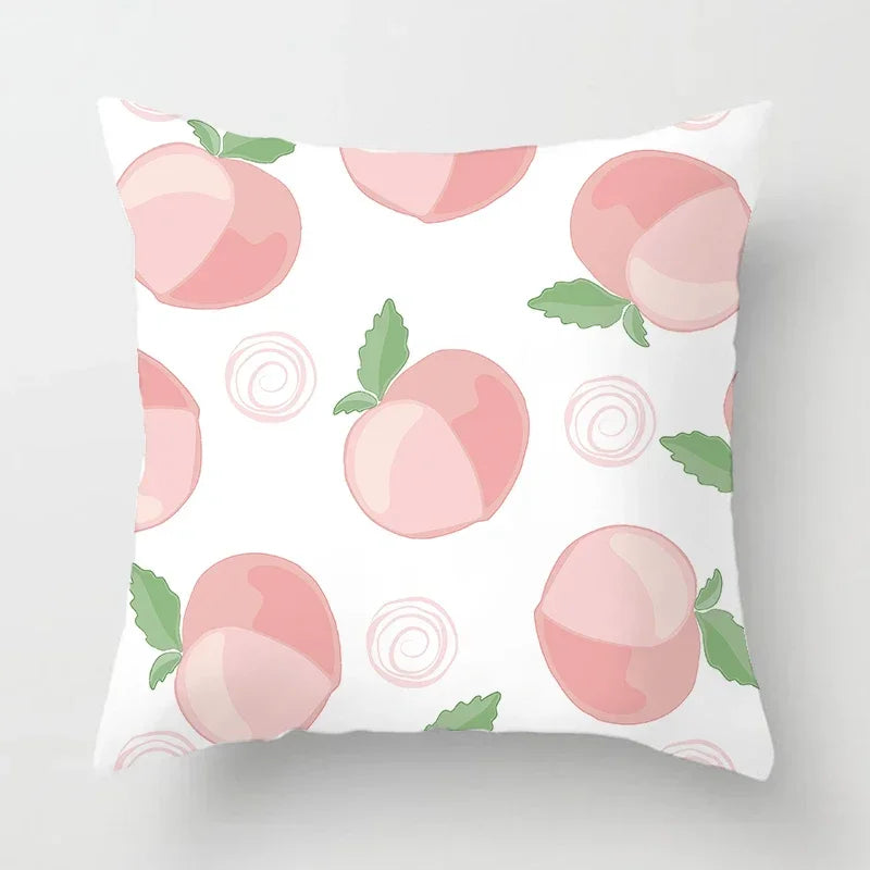 Peachy Pink Pattern Cushion Cover 45X45CM for Sofa Decor by Axyaa