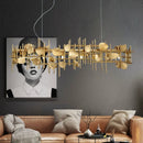 Modern Gold Chandelier Luxury Round Dining Room Lighting Fixture Golden Large Kitchen Island Home Decor Light Axyaa