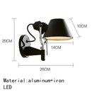 Axyaa Metal Straw Hat LED Wall Lamp with Rotatable Light, Bedroom Study Reading E27 Switch, Adjustable Lighting