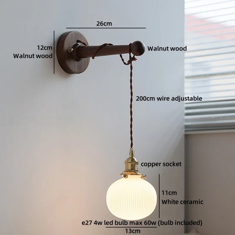 Axyaa White Pumpkin Glass LED Wall Light for Home Lighting Fixture
