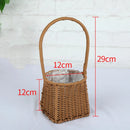 Axyaa Hand-Woven Rattan Flower Basket with Handle