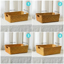 Axyaa Natural Rattan Storage Basket with Handles - Breathable & Sturdy Rectangle Display Box
