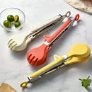 Axyaa Silicone & Stainless Steel Food Tongs for BBQ, Camping, Baking & Cooking