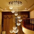 Axyaa Modern Crystal Chandelier: Large LED Pendant Light for Living Room Decor