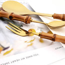 Axyaa 20-Piece Bamboo Handle Stainless Steel Cutlery Set